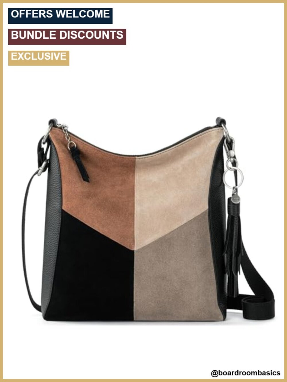 The Sak Lucia Leather Crossbody Purse Zipper Adjustable Strap